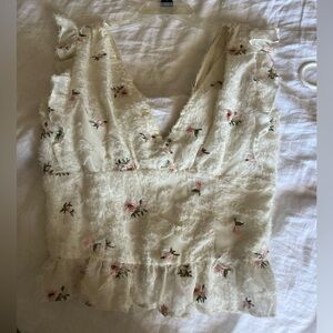 Line and Dot Floral Top